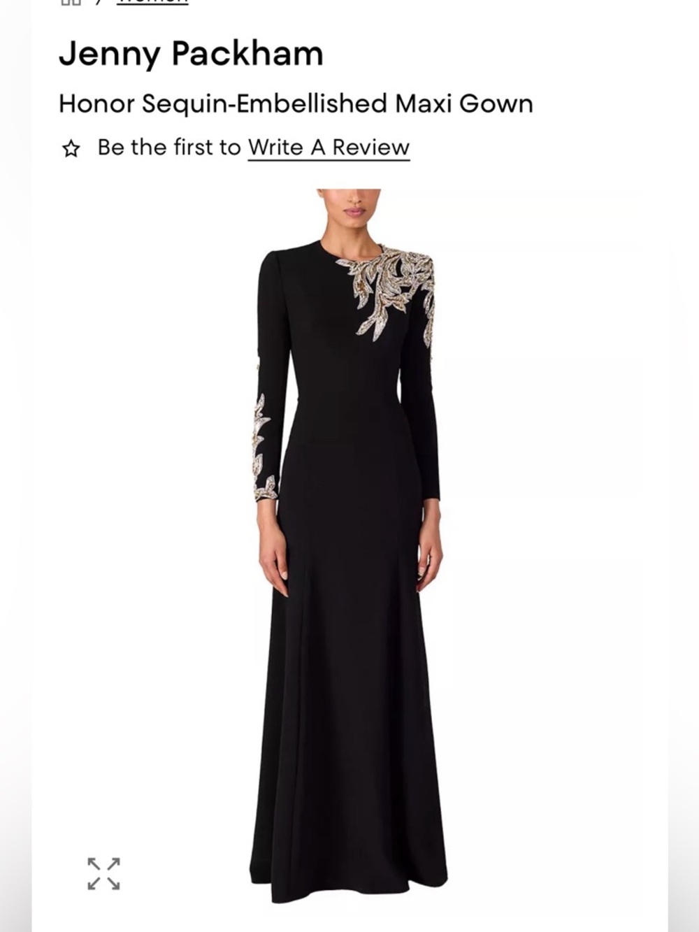 Jenny Packham dark gray Maxi Gown with Metallic Sequin Embellishment size 8
